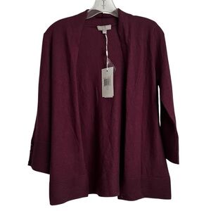 Evolution‎ Women's Burgundy Super Soft NWT Open Cardigan 3/4 length S
